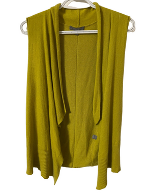 Neiman Marcus Cashmere Open-Front Vest in Chartreuse Size Medium